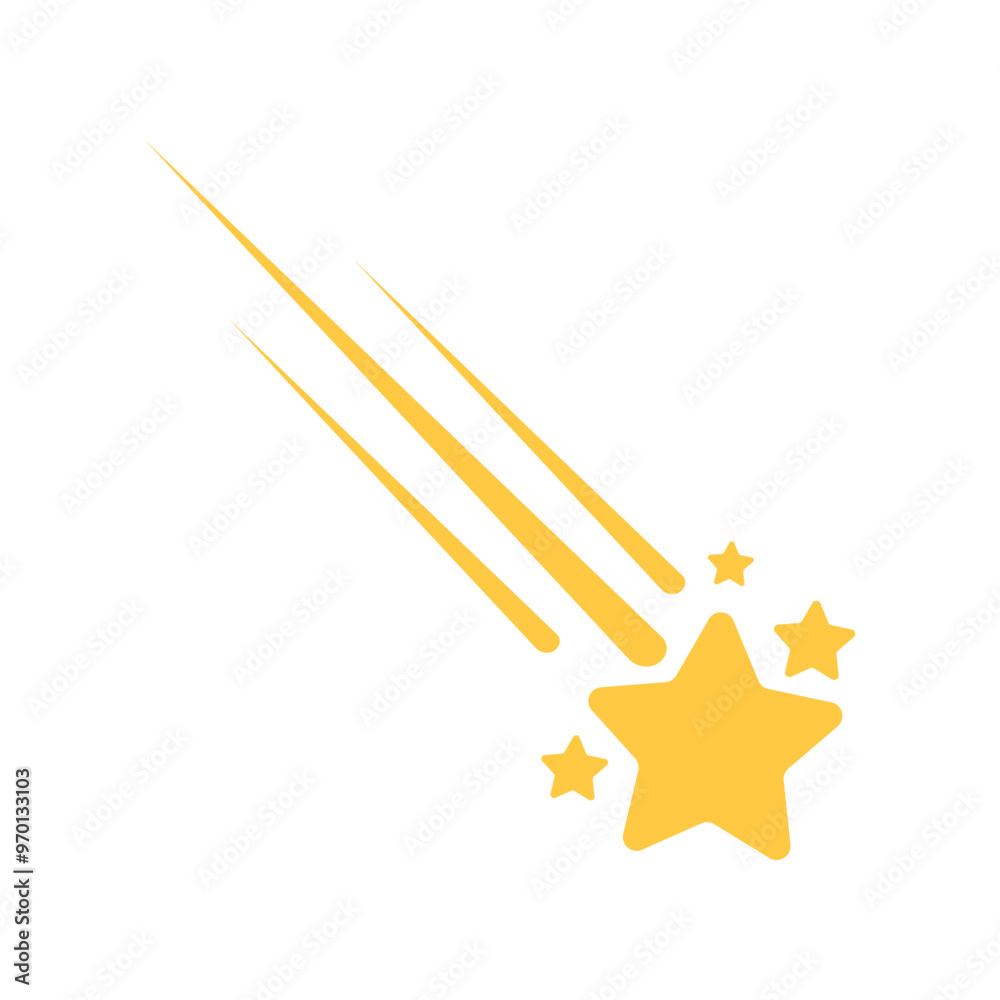 Shooting Star Icon - A 5-pointed Star Falling and Shining. Yellow Monochromatic Icon in Flat Design. Shooting Star Icon - A 5-pointed Star Falling and Shining. Yellow Monochromatic Icon in Flat Design.