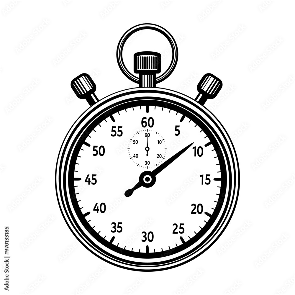 Vector stopwatch icon. Perfect timer for web and app interfaces, presentations, infographics. Black Stopwatch engraving isolated on white background. Time timer sign. Vector stopwatch icon. Perfect timer for web and app interfaces, presentations, infographics. Black Stopwatch engraving isolated on white background. Time timer sign.