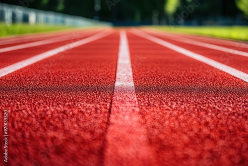 Red track s starting line