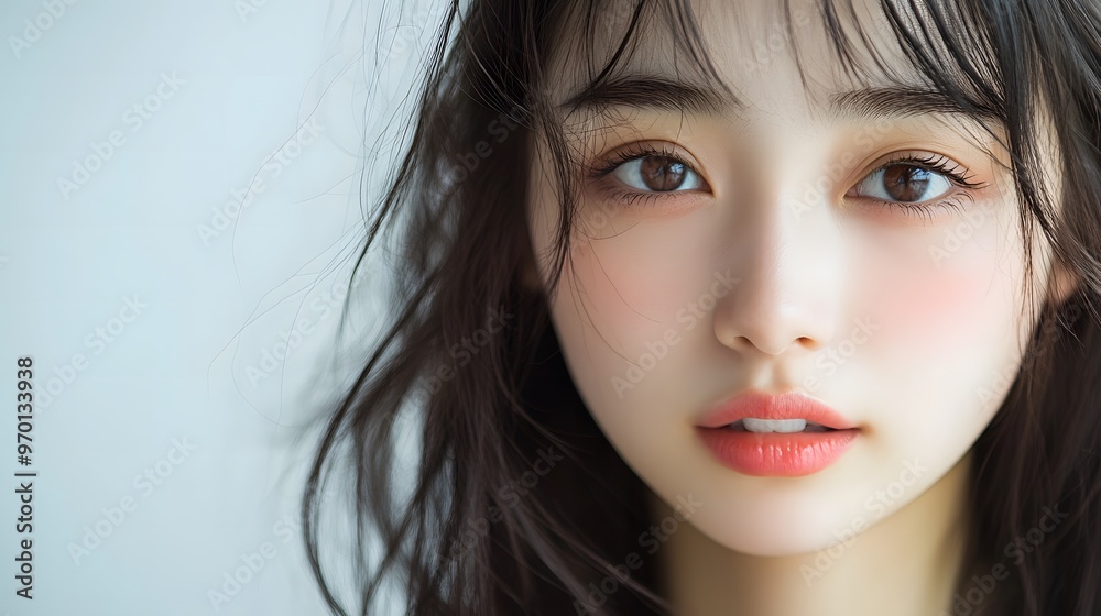 見つめる日本人女性 見つめる日本人女性