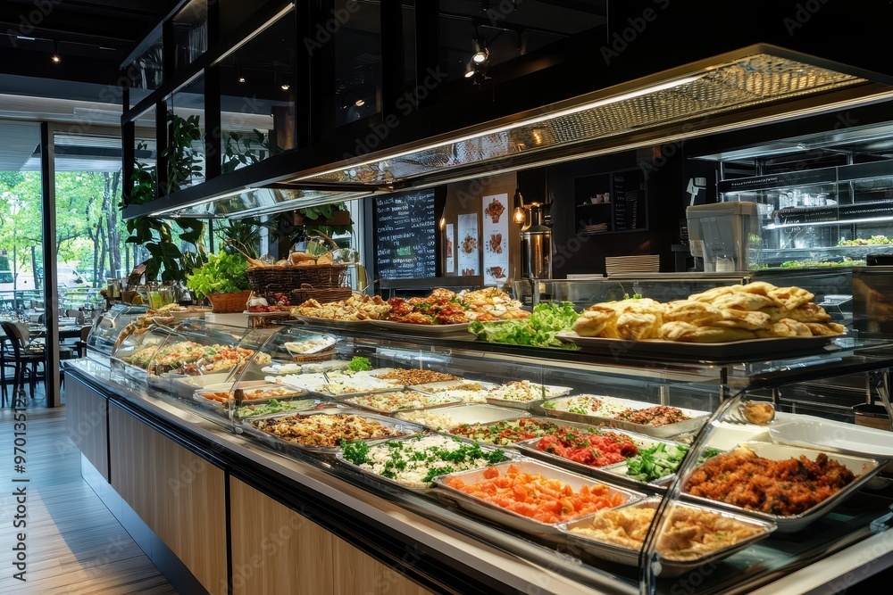 Self serve buffet showcasing cuisine Self serve buffet showcasing cuisine
