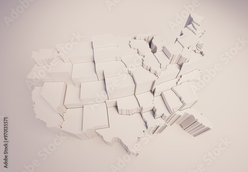 United States Of America level map white material render