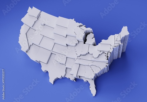 United States Of America map white material model