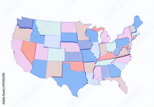 United States Of America map color material render