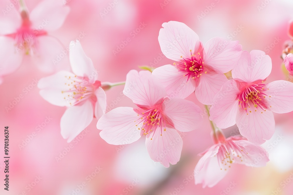 Close-up of soft pink cherry blossoms in full bloom Close-up of soft pink cherry blossoms in full bloom
