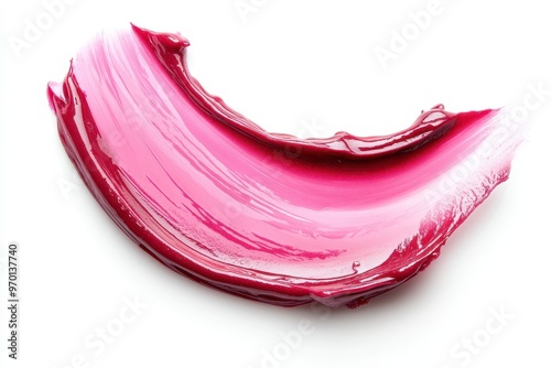 Smudged makeup product sample on white background