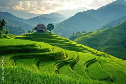 Thai green fields of rice