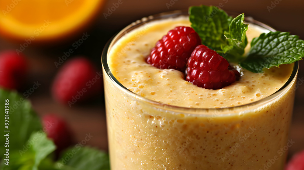 Tropical Fruit Smoothie Lush Garden Warm Lighti Tropical Fruit Smoothie Lush Garden Warm Lighti