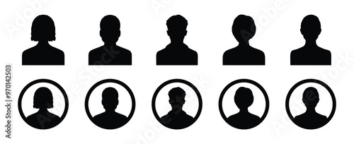 Default anonymous user portrait vector illustration flat vector designs. User portrait icons set