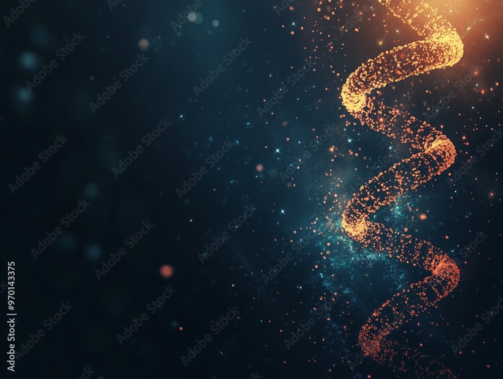 Abstract DNA Spin Microscopic View of Human Genome Structure on Dark Background Abstract DNA Spin Microscopic View of Human Genome Structure on Dark Background