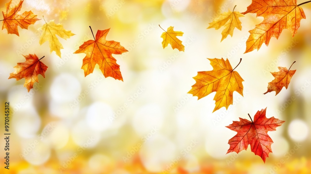 Autumn leaves falling with blurred background Autumn leaves falling with blurred background