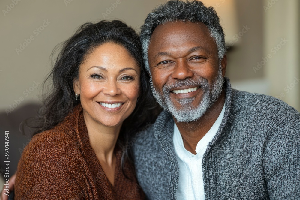Happy African American Couple in Close-Up Portrait