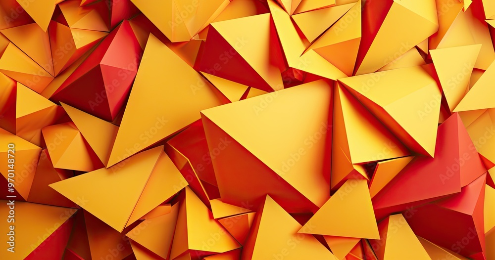 Fototapeta premium A vibrant abstract composition of yellow and orange geometric shapes, creating a dynamic and visually striking texture.