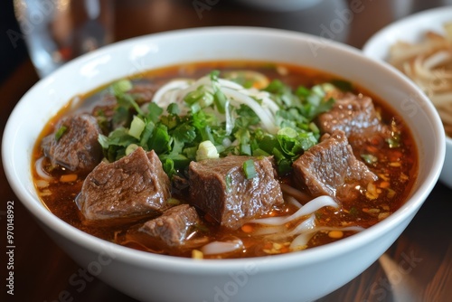 Vietnamese spicy beef noodle soup Bun Bo Hue