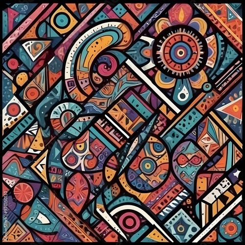 digital painting Colorful abstract geometric pattern