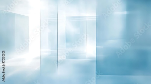 Abstract Blue and White Geometric Architectural Interior Design
