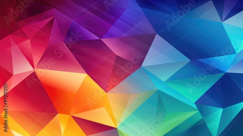 A vibrant abstract design featuring colorful geometric shapes and gradients, ideal for backgrounds or digital art.