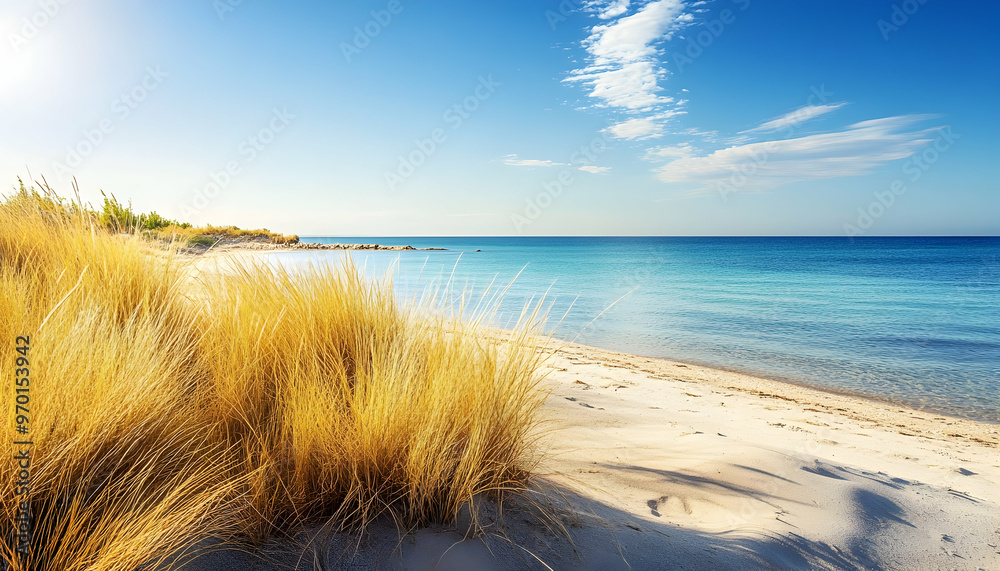 Beautiful beach with golden sand and turquoise water. Beautiful beach with golden sand and turquoise water.