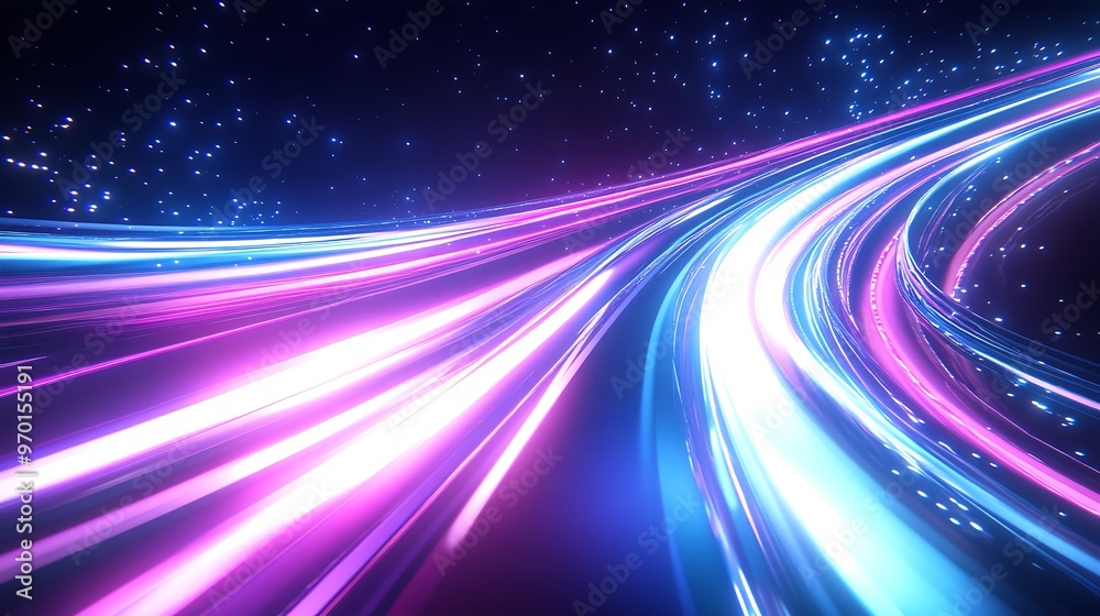 Abstract Neon Light Trails with Glowing Particles Abstract Neon Light Trails with Glowing Particles