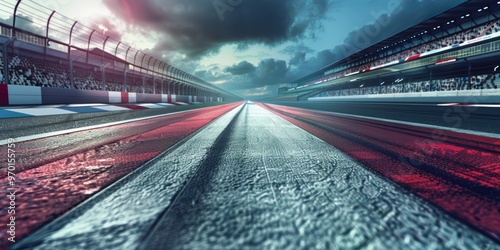 Speed and Excitement. Race track background with high details. photo