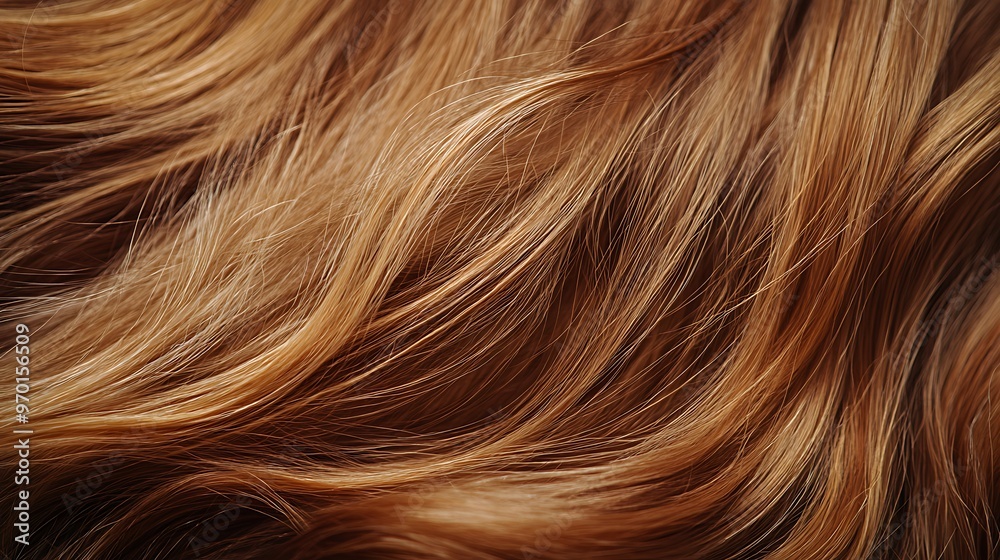 Closeup of soft, shiny auburn hair texture. Abstract background of reddish brown strands. Closeup of soft, shiny auburn hair texture. Abstract background of reddish brown strands.