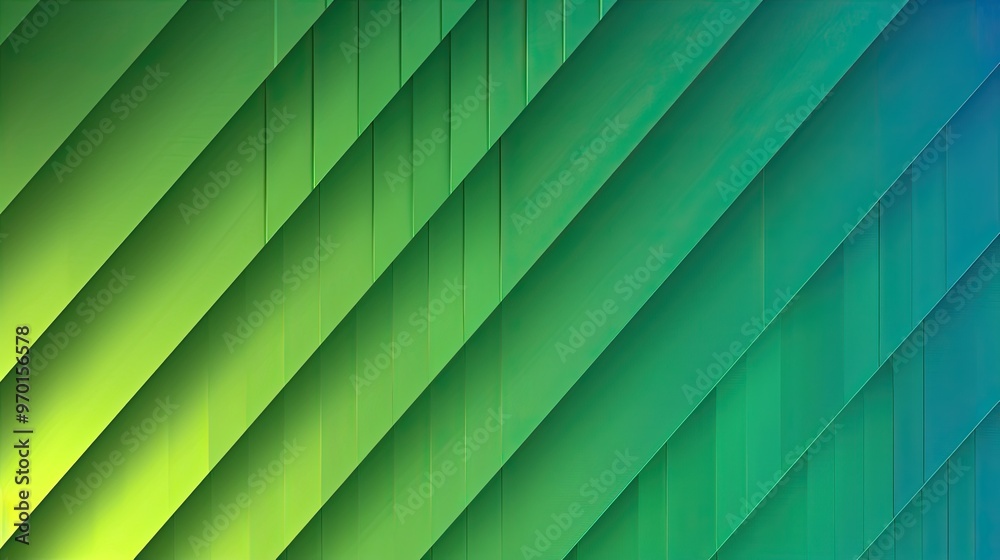 Obraz premium A vibrant abstract design featuring diagonal lines in shades of green and yellow, creating a dynamic and modern visual effect.