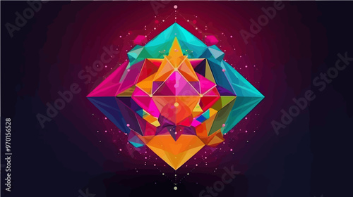 Abstract geometric shapes in vibrant colors form an illuminated logo for a mobile game-gigapixel-art-scale-4_00x
