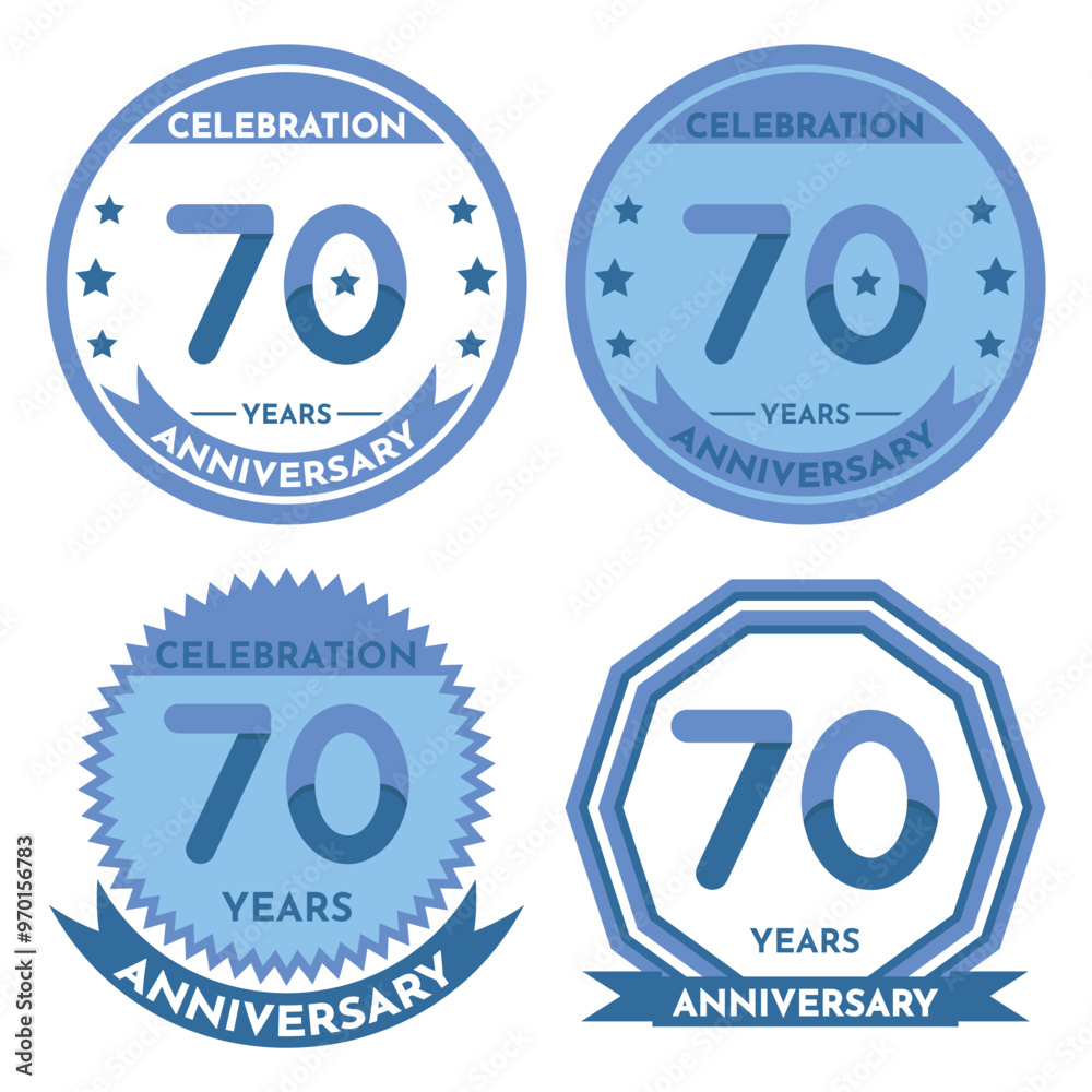 custom made wallpaper toronto digitalCelebration 70 Years Anniversary - Blue Seals, 4 Variations, Blue and Transparent Seals.