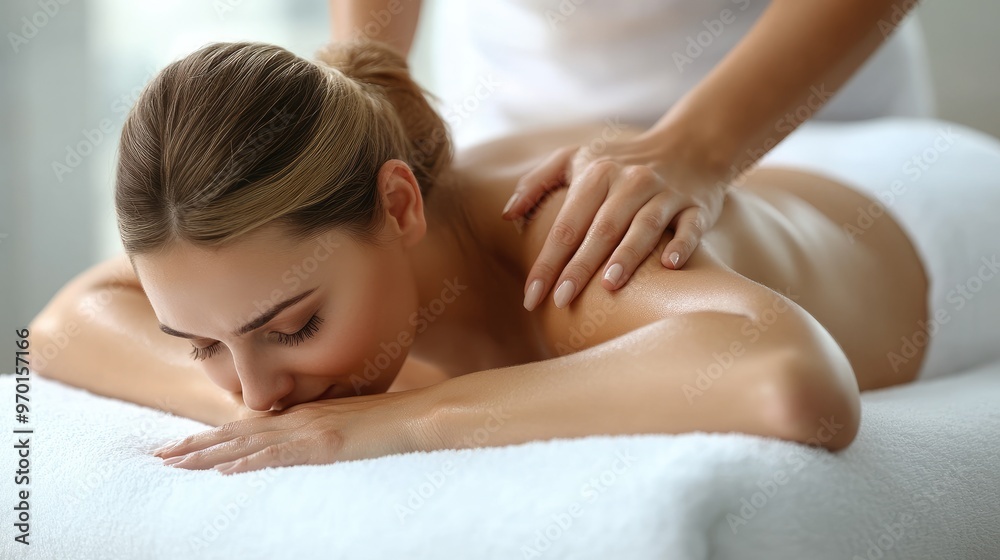The best days are spa days. Shot of a young woman getting a back massage at a spa. The best days are spa days. Shot of a young woman getting a back massage at a spa.