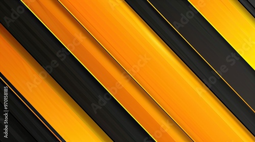 A vibrant abstract design featuring diagonal stripes in shades of orange and black, creating a dynamic visual effect.