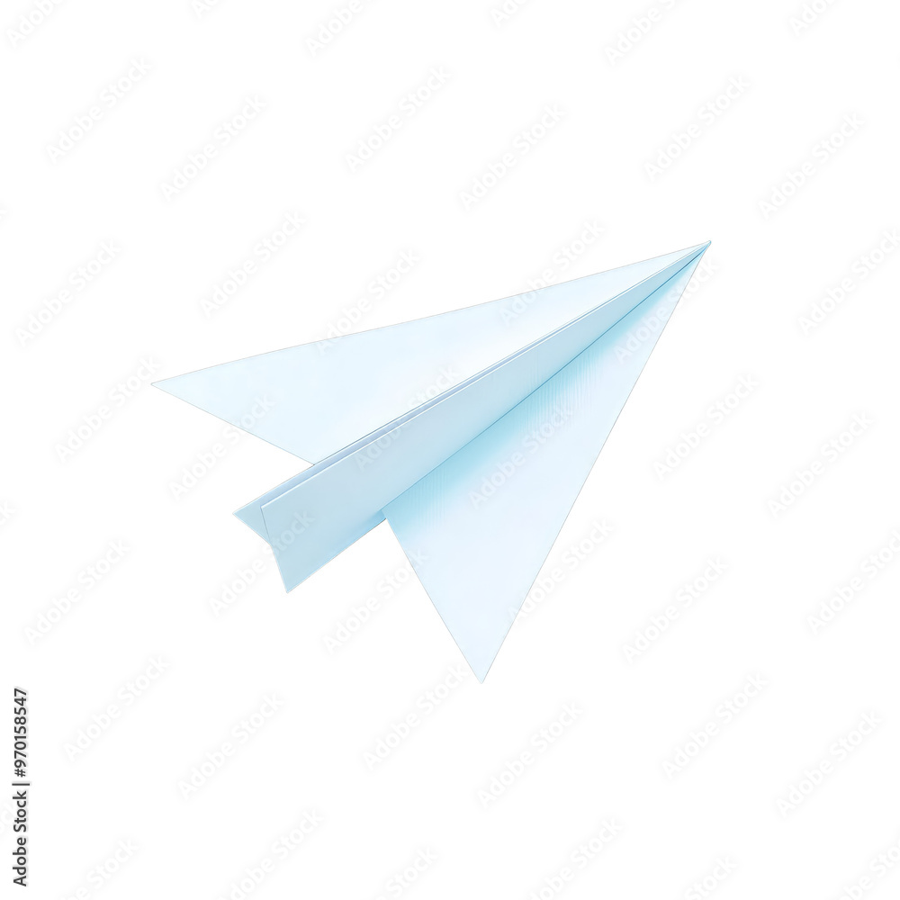 Floating Paper Airplane on a Light Blue Background With Soft Lighting Floating Paper Airplane on a Light Blue Background With Soft Lighting