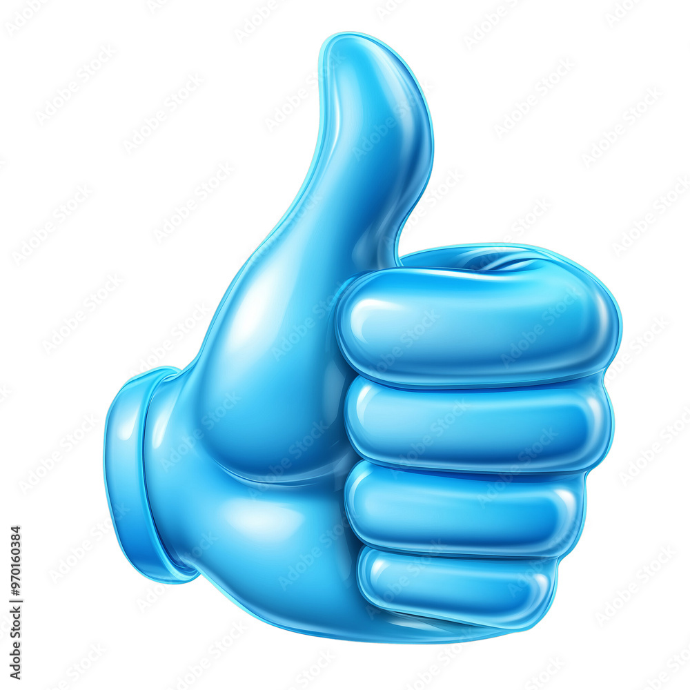 Blue Thumbs Up Icon on White Background for Positivity Blue Thumbs Up Icon on White Background for Positivity