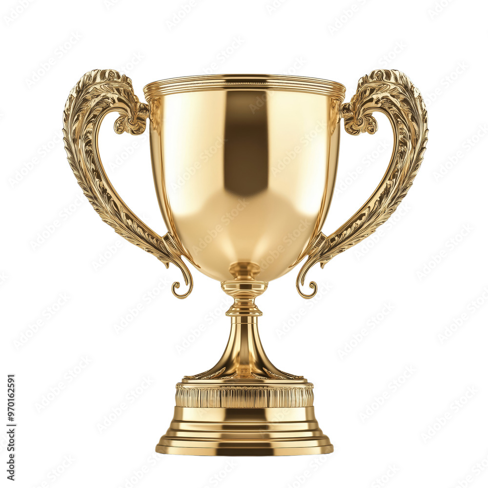 Shiny Gold Trophy With Intricate Design Against a Black Background Shiny Gold Trophy With Intricate Design Against a Black Background