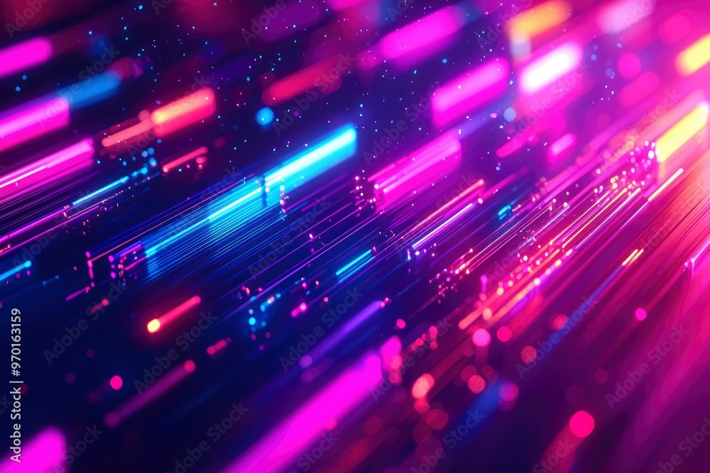 Abstract Neon Light Streaks and Glowing Particles Abstract Neon Light Streaks and Glowing Particles