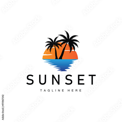 Wallpaper Mural Sunset Sea View Beach Logo Design Summer Vacation Place Torontodigital.ca
