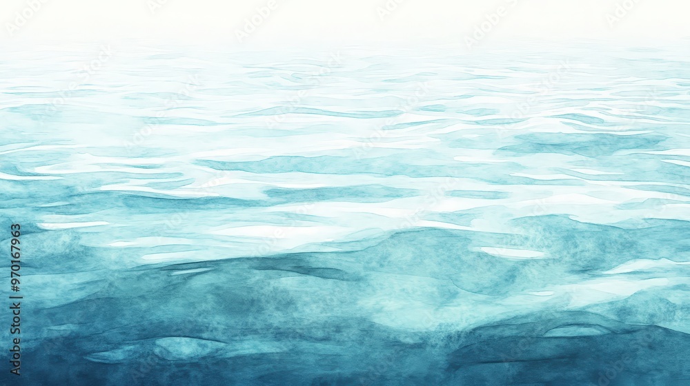 Fototapeta premium Serene Watercolor Ocean Ripples Background with Gradient Colors and Delicate Brush Strokes