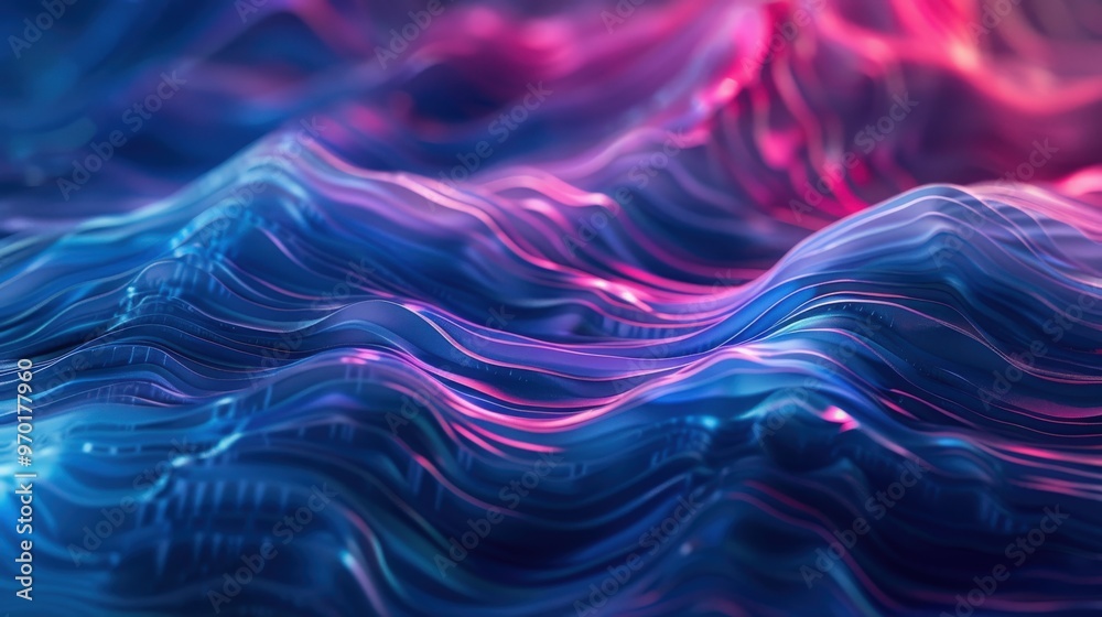 Abstract Wavy Lines with Blue and Pink Gradient Abstract Wavy Lines with Blue and Pink Gradient