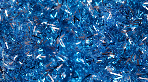 Winter Ocean concept texture: Shimmering tinsel garland texture with a blend of metallic Deep Blue, Turquoise and Silver strands