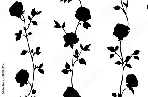 Black rose pattern, seamless, vector illustration, white background-gigapixel-art-scale-4_00x