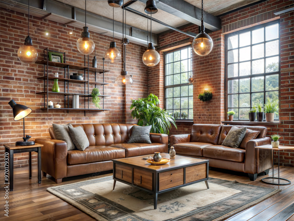 A living room that blends industrial and retro styles A living room that blends industrial and retro styles