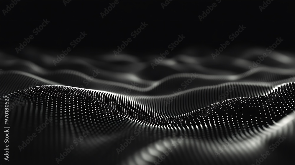 Abstract Black and White Wavy Surface with Dots Abstract Black and White Wavy Surface with Dots