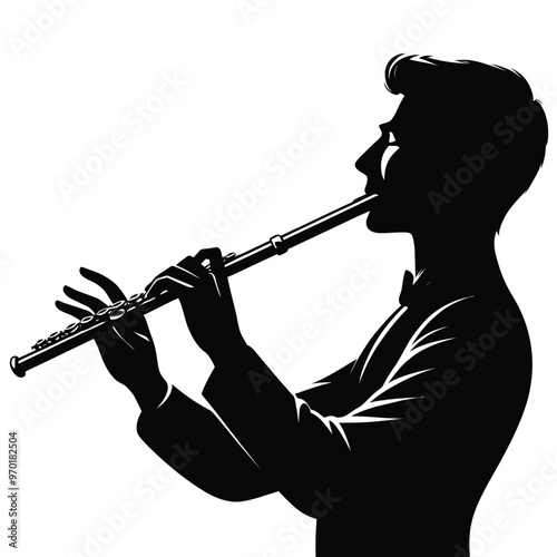 Silhouette of a flutist playing flute