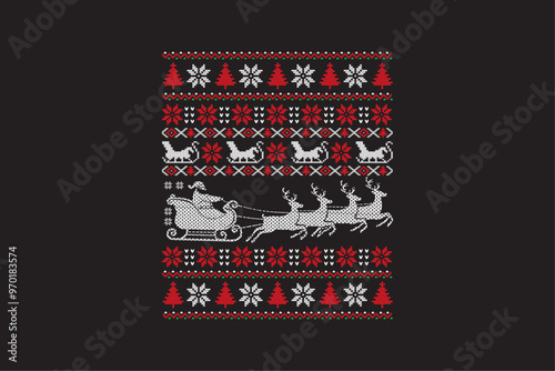 Santa Ugly Christmas Sweater Sublimation T shirt Pattern Design