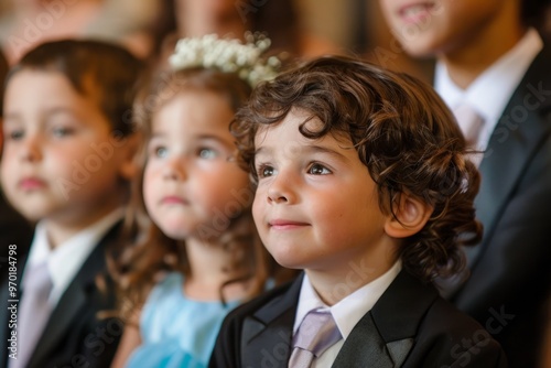 Boys in tuxedos at a wedding ceremony