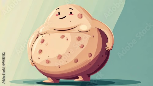 Animated character of a cheerful cookie with chocolate chips standing in a playful pose on a light background photo