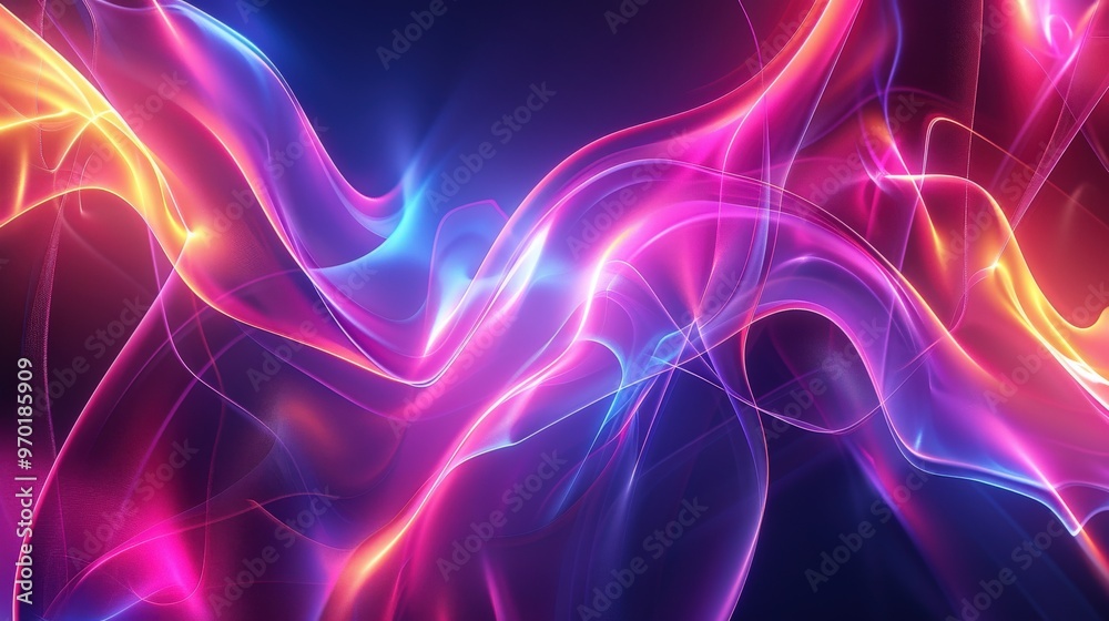 Abstract Neon Glow: Pink, Blue, and Yellow Abstract Neon Glow: Pink, Blue, and Yellow