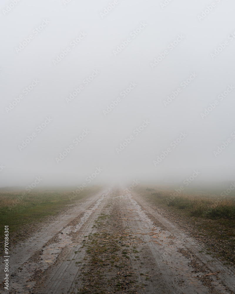 Foggy Road in a Misty Landscape Foggy Road in a Misty Landscape