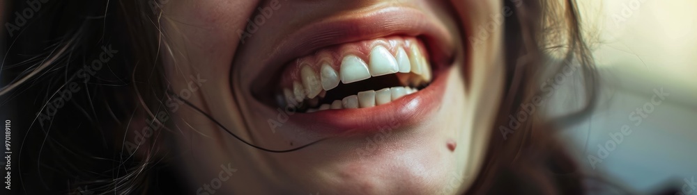 Obraz premium close-up of a smiling woman's mouth