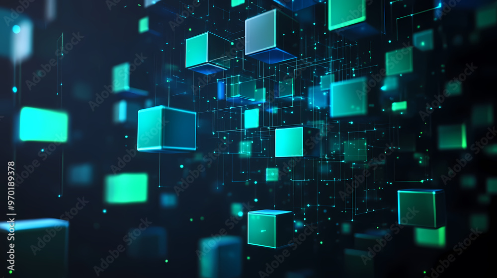 Glowing cubes in a tech matrix Glowing cubes in a tech matrix