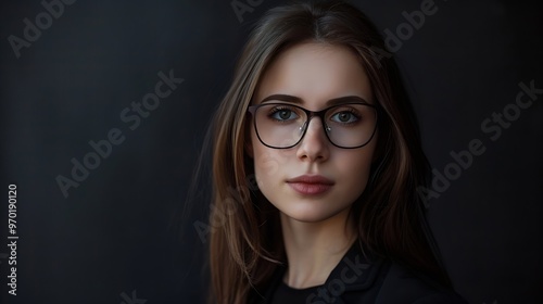 Portrait of young businesswoman wearing glasses : Generative AI